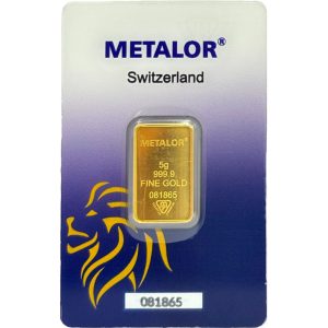 5 gram Metalor Gold Bar (Lion Certicard)