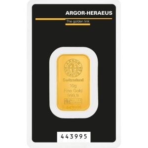 Argor-Heraeus 10g gold bar, Classic design, 999.9 fine gold bullion