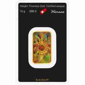 Argor-Heraeus 10g gold bar in assay card, Kinebar design, 999.9 fine gold bullion for investment