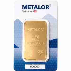 100 gram Metalor Gold Bar (Blue Alps Certicard)