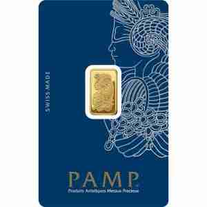 PAMP 2.5 gram Lady Fortuna gold bar, 999.9 fine gold bullion for investment